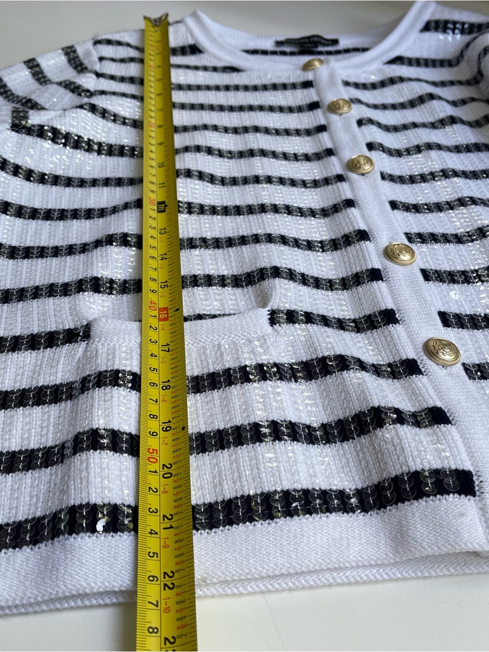 NWOT Boston Proper Navy & White Sequins Stripe Button Front Cardigan XL - Picture 14 of 16